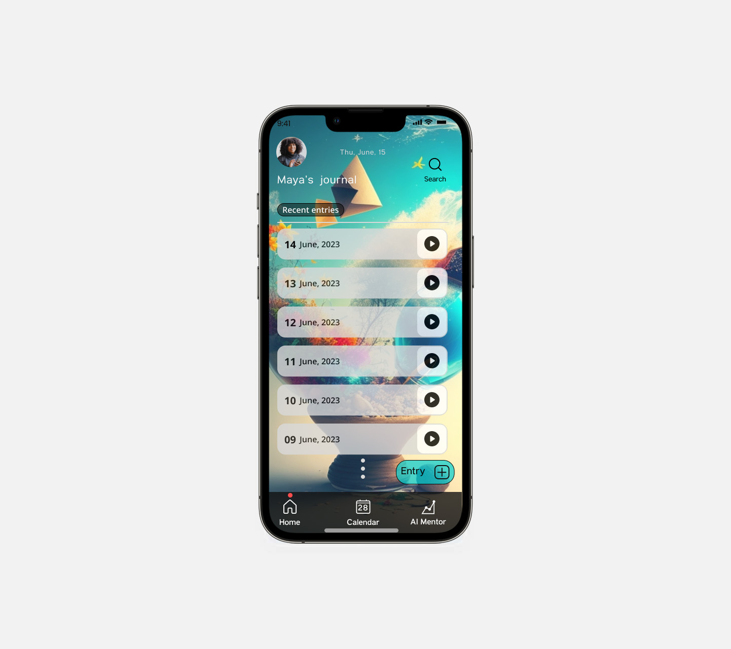  "Mockup of Follow Fellow app, a Gen Z personal journal concept."